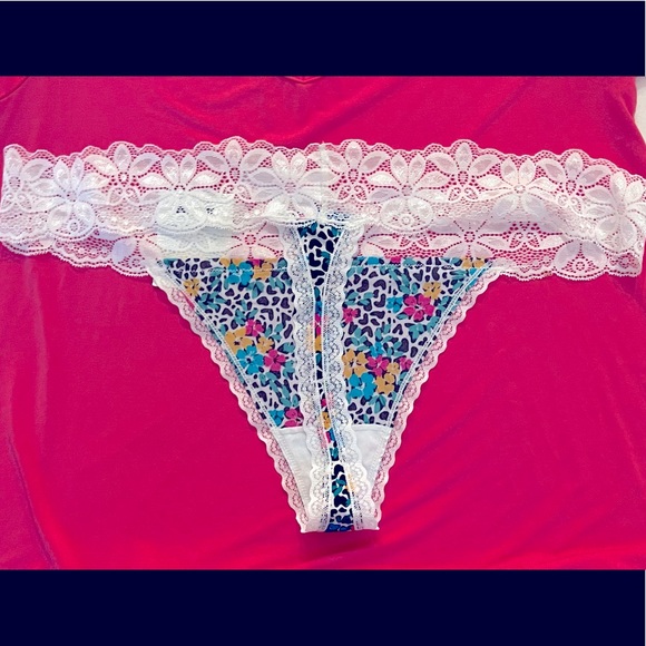 NWT floral lace thong panties size XXXL pink/blue - Picture 4 of 6